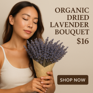 Organic Dried Lavender Bouquet – Handwrapped Aromatherapy Herb Bundle