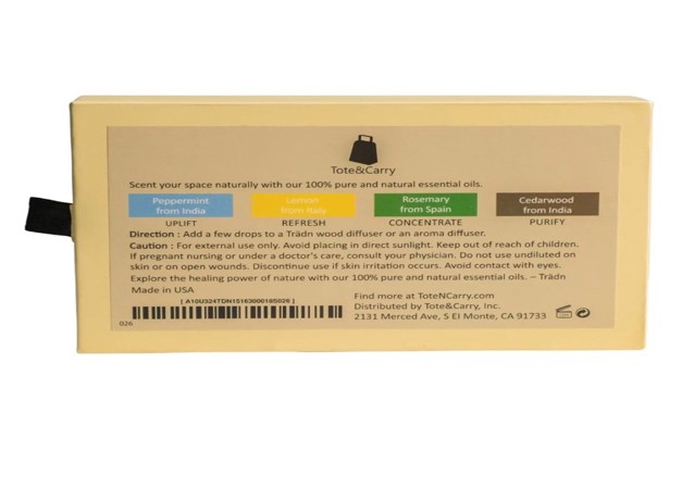 Ingredients and directions for TRÄDN Essential Oils Gift Set with Car Diffuser