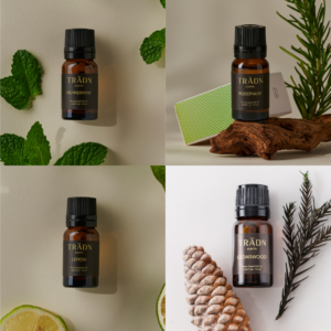 TRĀDN essential oils with peppermint, rosemary, lemon and cedarwood